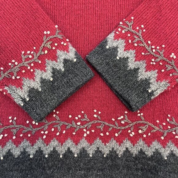 Woolrich V neck pullover sweater wool red womens XL - Picture 10 of 12